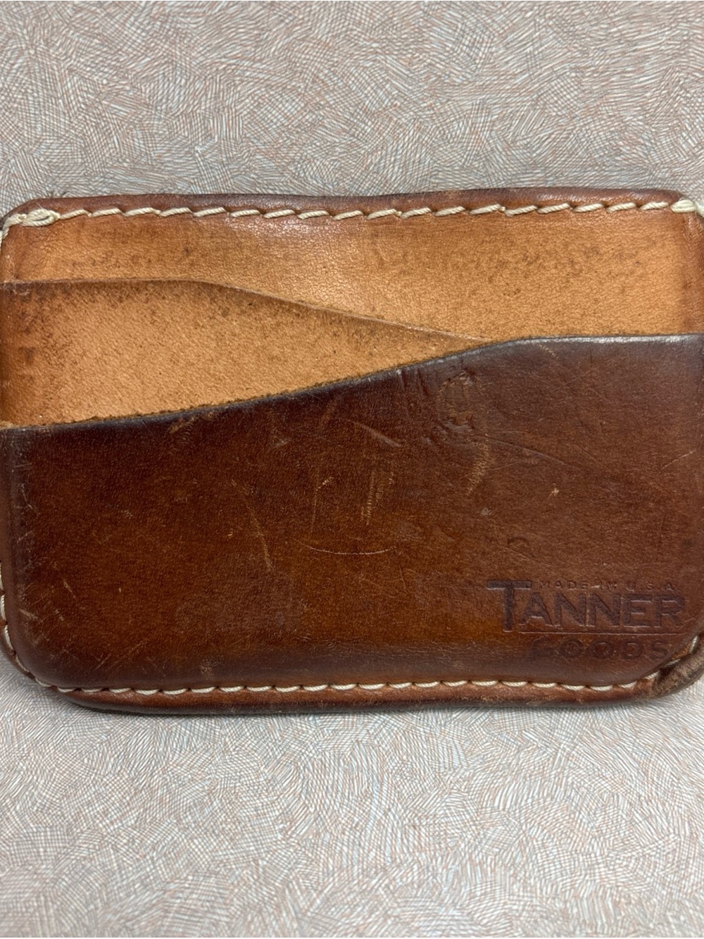Vintage Tanner Goods Journeyman Brown Leather Wallet Cardholder Slim Mens USA